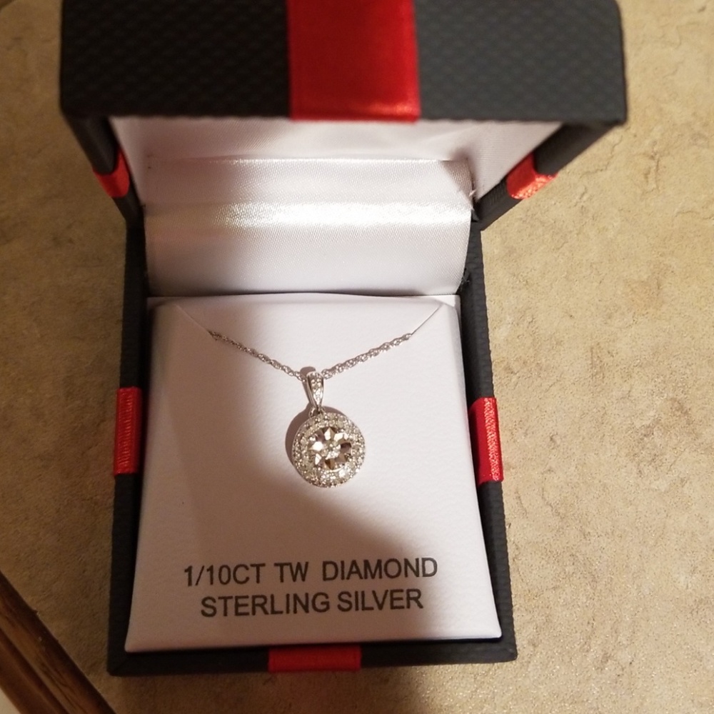 Diamond sterling silver necklace pendant